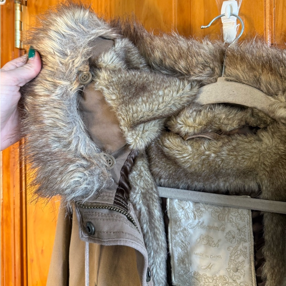 Vintage Y2K Abercrombie & Fitch 2000s Faux Fur Lined Hooded Bomber Jacket Medium - Picture 5 of 16